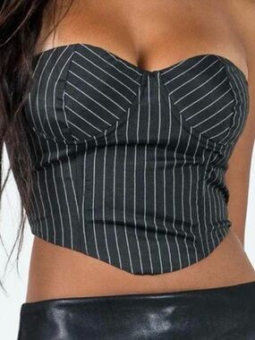 Princess Polly Black & White Striped Bustier Crop Top